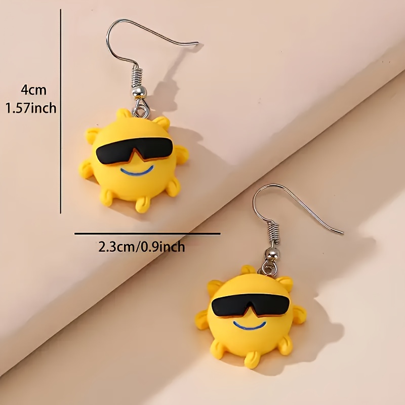 Cartoon Sun Drop & Dangle Earrings Fun Charm Accessories